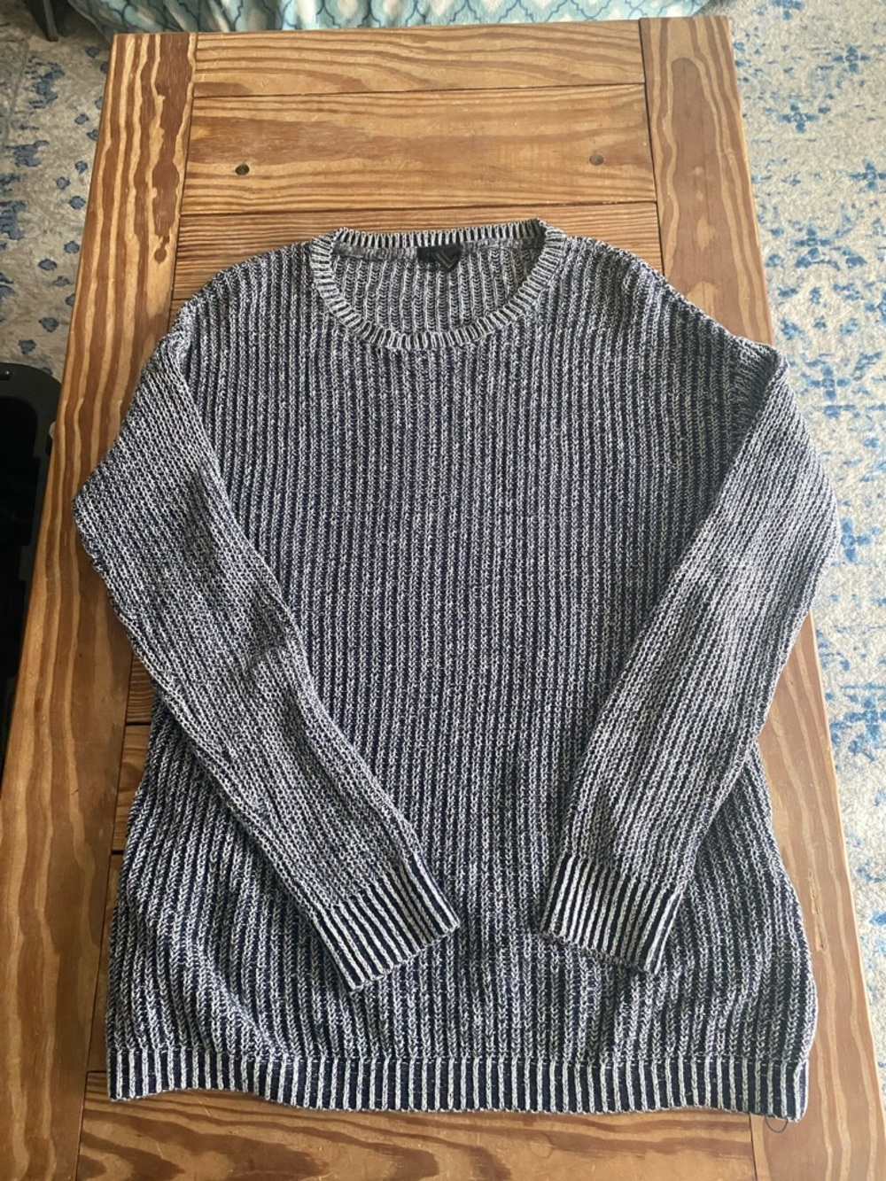 Forever 21 Navy & White Marled Rib Knit Sweater